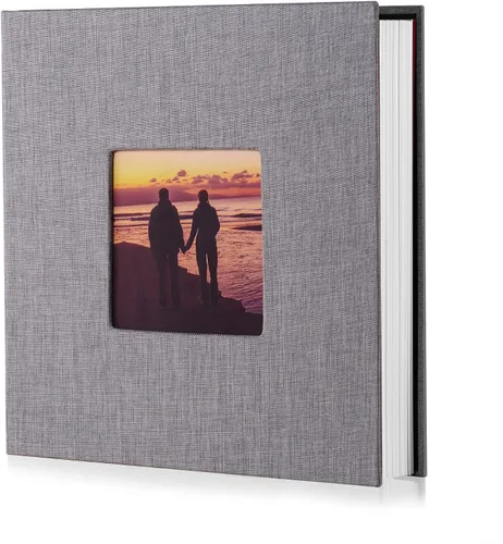 Vista 49 de HoneyTolly Álbum de fotos autoadhesivo para fotos de 4 x 6 imágenes, cubierta magnética de lino, 15 hojas/30 páginas en blanco para bodas Beige claro