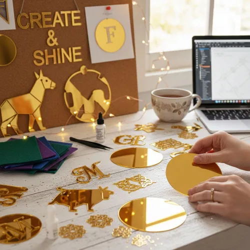 Vista 3 de DistinctAndUnique Hojas de plexiglás acrílico con espejo dorado de 1/8 de pulgada de grosor (0.118 in), vidrio de plexiglás de plástico fácil