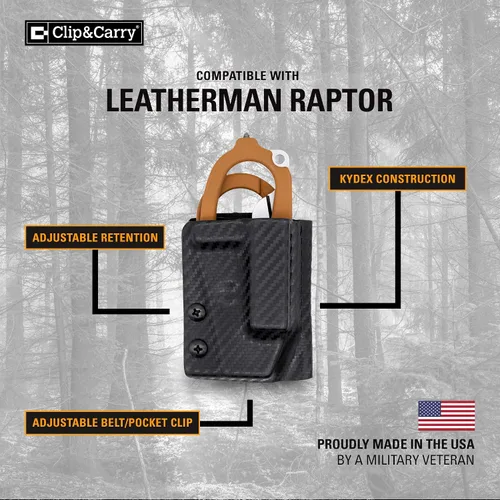 Vista 2 de Clip & Carry Kydex - Funda multiherramienta para tijeras de trauma de cuero Raptor, fabricada en Estados Unidos (multiherramienta no incluida) EDC