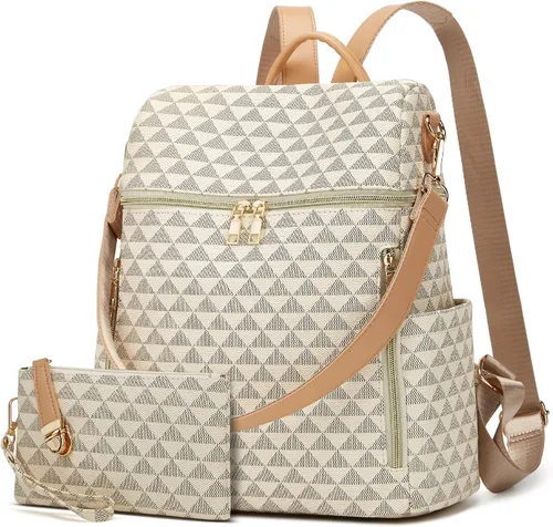 Vista 10 de Makes - Bolso tipo mochila para mujer, de piel sintética, bolso de viaje con diseño convertible a cartera, 12 pulg., Mochilas de viaje