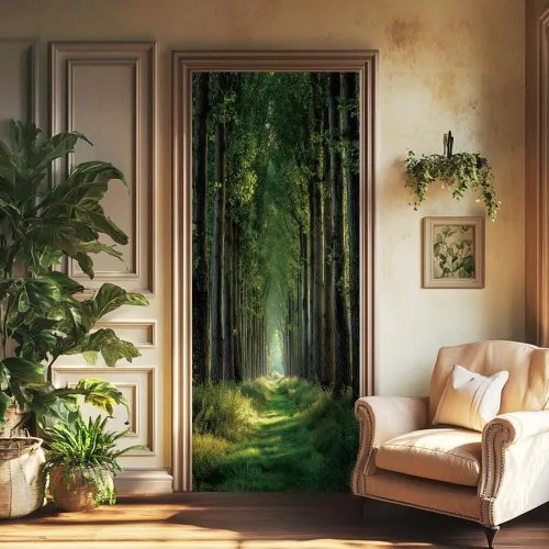 Vista 23 de arricraft 2 piezas de pegatinas adhesivas para puerta, 31.5"x78.7" adhesivos de pared 3D con patrón de cascadas de cuevas, vinilo para puertas