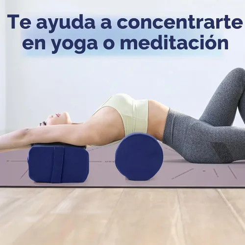 Vista 4 de MABOZOO Juego de cojines de yoga, funda de terciopelo de espuma de alta densidad para yoga restaurativo y meditación, almohada rectangular