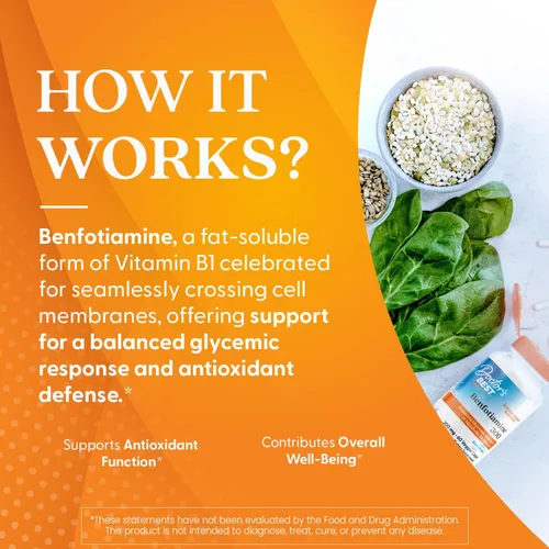 Vista 4 de Doctor's Best Benfotiamine 300 con BenfoPure, ayuda a mantener un metabolismo saludable de la glucosa, sin OMG, vegano, sin gluten, sin soja, 300