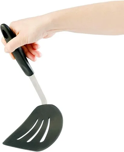 Vista 10 de Espátula giratoria de silicona flexible, versátil 600F resistente al calor, antiadherente y buen agarre, color negro