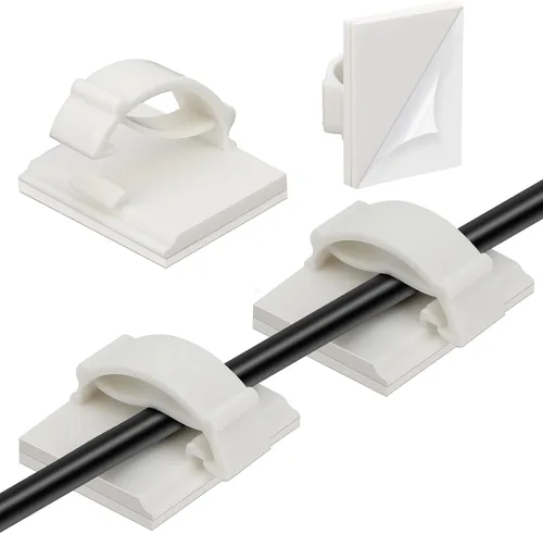 Vista 8 de Segarty Clip para cables, 100 unidades pequeñas de color negro, ideal para organizar cables, autoadhesivas, gestión de cables para colgar cables