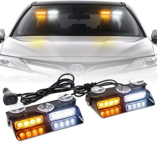 Vista 11 de XRIDONSEN Luces estroboscópicas de emergencia 2 en 1 para tablero e interior de parabrisas, luces parpadeantes de seguridad y advertencia color Ámbar