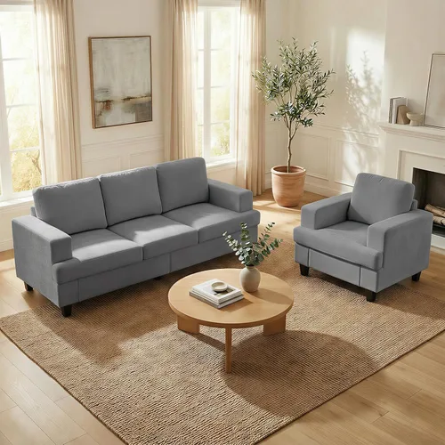Vista 16 de Mjkone Juego de 2 piezas de sofás de sala de estar, sofás de 3 plazas de 82 pulgadas de ancho y juego de sofá y silla, juegos de muebles de sala