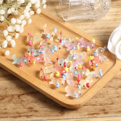 Vista 3 de 24 mini figuras de resina en miniatura de ajolote, figuras de resina que brillan en la oscuridad, divertidas figuras de animales pequeños