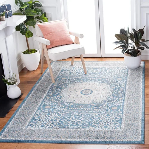 Vista 9 de SAFAVIEH Sofia Collection - Alfombra de pasillo de 2 pies 2 pulgadas x 8 pies, color azul y beige, diseño bohemio tribal envejecido, no desprende