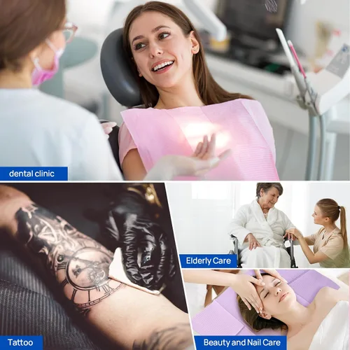 Vista 6 de JMU Baberos dentales negros, baberos dentales desechables de 3 capas, baberos para tatuajes impermeables para clínica dental, tienda de tatuajes