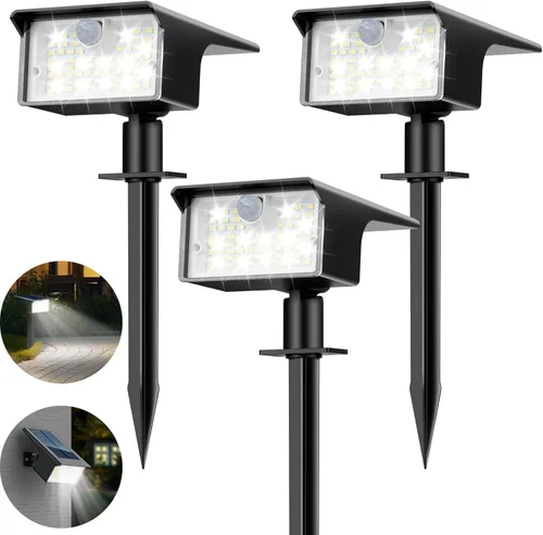 Vista 8 de [Paquete de 3 y 62 LED] Reflectores Solares para Exteriores con Sensor de Movimiento, 3 Modos de Sensor de Movimiento, Luces para Exteriores, 2