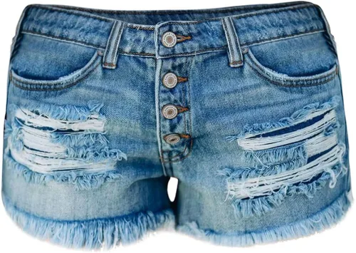 Vista 7 de 2023 Pantalones cortos de mezclilla de sarga elástica para mujer, estampado floral, dobladillo sin procesar, pantalones cortos elásticos