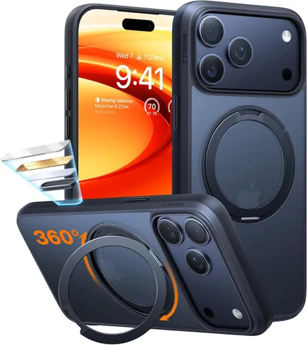 Vista 14 de TORRAS Anillo giratorio 360° para iPhone 14 Pro Max [Compatible con Magsafe] con soporte, soporte magnético para anillos, grado militar, a prueba