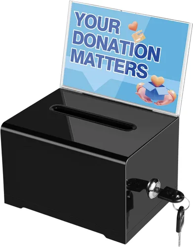 Vista 7 de Caja de donación negra Polmart con cerradura - Urna electoral segura con soporte de letrero extraíble y 2 llaves - para dinero, tarjetas, votos