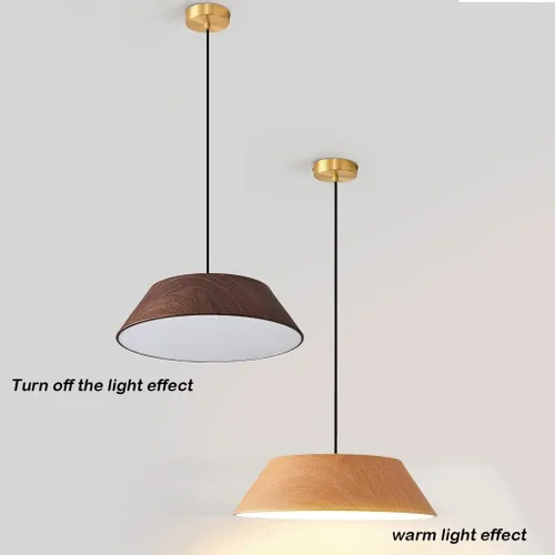 Vista 5 de Moderna lámpara colgante LED de madera retro de granja, lámpara de suspensión ajustable rústica antigua para comedor, isla de cocina, cerca