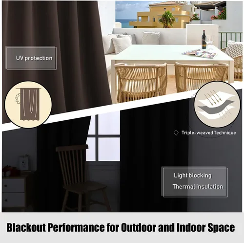 Vista 5 de BONZER Cortinas impermeables para interiores y exteriores para patio - Aislamiento térmico, cortinas opacas con ojales de bloqueo solar
