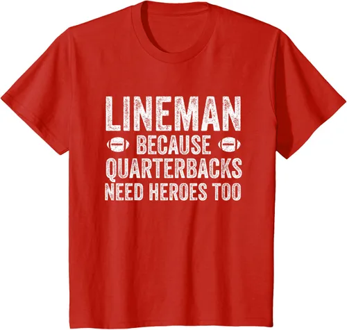 Vista 3 de Lineman Because Quarterbacks Need Heroes Camiseta de fútbol linieros S Negro