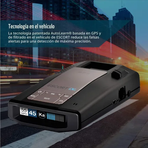 Vista 5 de Escort IXC - Detector de radar láser de rango extendido, compatible con coche conectado con Wifi, protección de aprendizaje automático, alertas