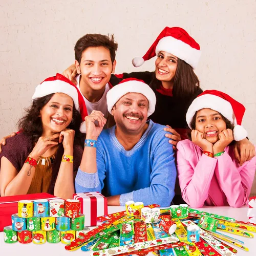 Vista 6 de Max Fun 48 piezas de pulseras de bofetada de Navidad, juguetes para niños, recuerdos de fiesta de Navidad, rellenos de calcetines de Navidad