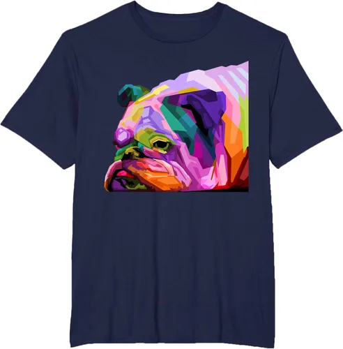 Vista 46 de Camiseta de retrato pop artístico de bulldog británico inglés para dueños de perros, Negro, S