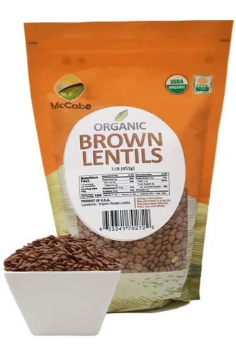 Vista 2 de McCabe Lentejas marrones orgánicas, lentejas a granel ricas en fibra y minerales Certificado USDA y CCOF Producto de Estados Unidos 1 libra