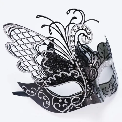 Vista 8 de Antifaz con diseño de mariposa veneciana misteriosa para fiesta de Halloween