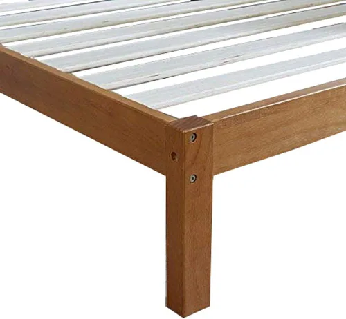 Vista 3 de MUSEHOMEINC Cama de plataforma de madera maciza con cabecero para dormitorio, soporte de listones de madera y no necesita somier, diseño