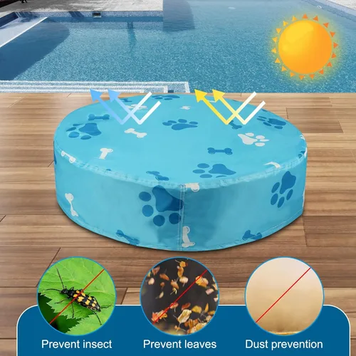Vista 5 de Rypet Cubierta plegable redonda para piscina de mascotas de 71 pulgadas, fundas de piscina para niños, a prueba de fugas, lavables, accesorios