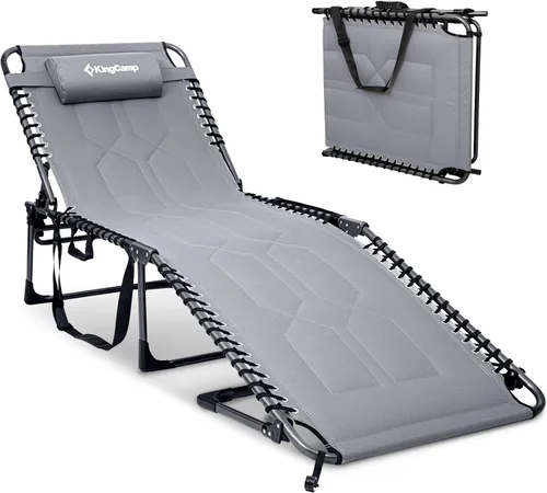 Vista 11 de KingCamp Silla de salón de gran tamaño 440 libras, silla de bronceado acolchada, color negro