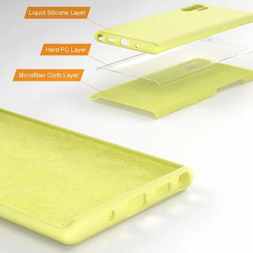 Vista 2 de Diseñada para Galaxy Note 10 Plus, goma de gel de silicona líquida a prueba de golpes, cojín de forro de tela de microfibra suave compatible