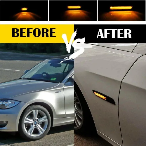 Vista 4 de ADIIL Negro F10 estilo ahumado lente delantera Fender secuencial ámbar LED señal de giro lámpara de marcador lateral luces asamblea para BMW 1 3 5
