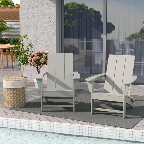 Vista 25 de WestinTrends Ashore Modern - Silla plegable Adirondack para exteriores (juego de 2), color negro