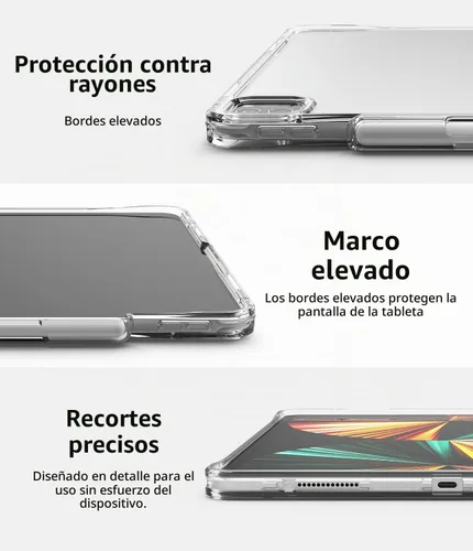 Vista 4 de Ringke Fusion Plus [Funda + soporte para lápices] compatible con iPad Pro 12.9 (6ª generación 2022, 5ª generación 2021), parte trasera dura