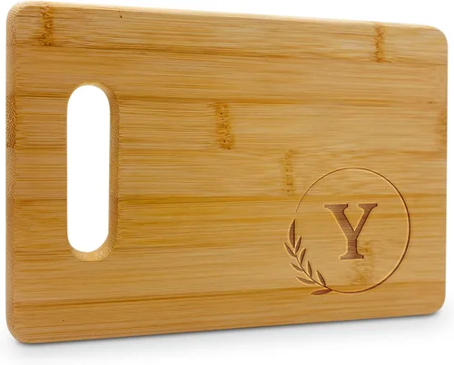Vista 21 de On The Rox Tablas de cortar con monogramas, 9 x 12 pulgadas, tablero de bambú grabado personalizado de la A a la Z (A) – Tabla de cortar de madera