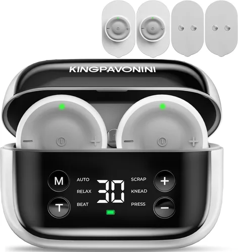 Vista 10 de KingPavonini Unidad TENS inalámbrica estimulador muscular para terapia de alivio del dolor, 2 unidades de máquina TENS de doble canal, 30