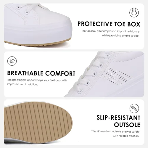 Vista 4 de JABASIC Zapatos deportivos de plataforma transpirables con cordones para mujer