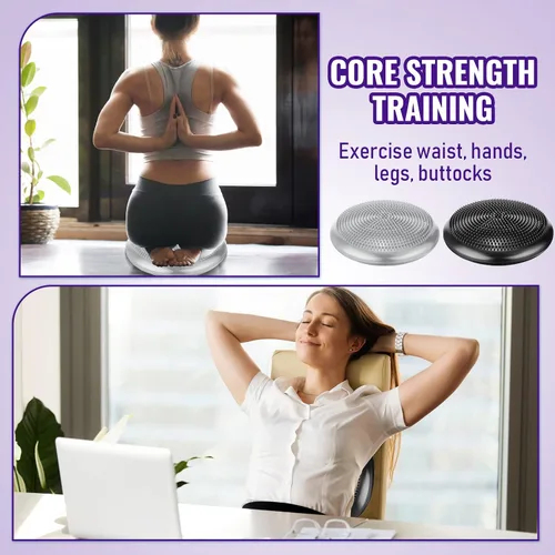 Vista 6 de Leitee 3 piezas de cojín de movimiento inflado para ejercicio para niños sensoriales, asiento flexible, tabla de balanceo, disco de equilibrio