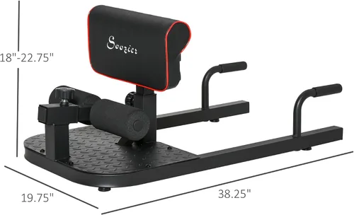 Vista 7 de Soozier 3-in-1 Padded Push Up Sit Up Deep Sissy Squat Machine Home Gym Fitness Equipment Negro