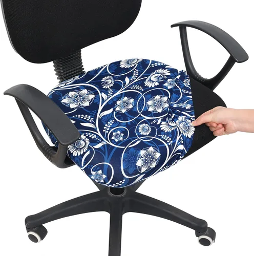 Vista 36 de Smiry Fundas de asiento impresas para silla de computadora de oficina, ajuste elástico, universal para silla giratoria de escritorio, lavables, Beige
