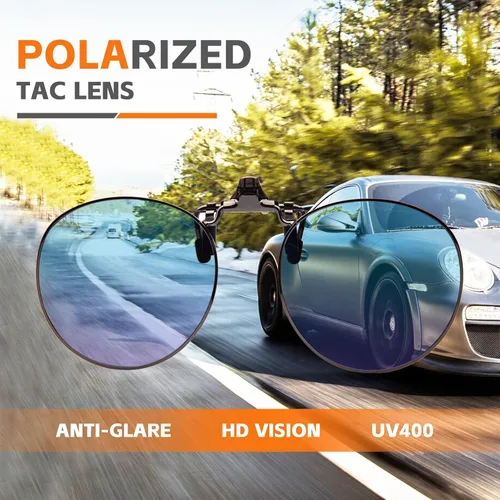 Vista 4 de JO Gafas de sol polarizadas con clip UV400 lentes antirreflejos con marco de metal redondo Azul