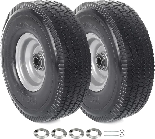 Vista 8 de AR-PRO Paquete de 2 unidades de repuesto de rueda sólida de 8 pulgadas, neumático y rueda sin planos de 2.50-4 pulgadas con rodamientos 5/8