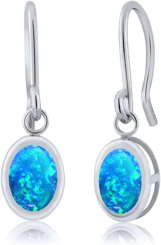 Vista 77 de Gem Stone King Aretes colgantes de plata de ley 925 de 0.276 x 0.197 in con piedra natal ovalada de alambre francés para mujer