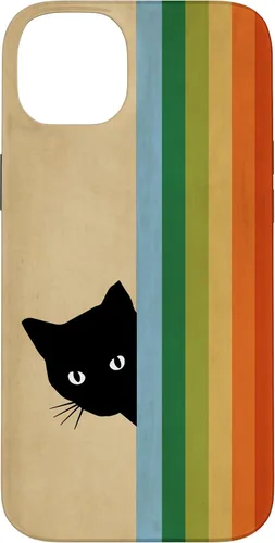 Vista 15 de Black Kitty Cat - Retro Vintage Rainbow Phone Case for iPhone 17