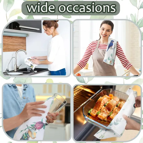 Vista 5 de Frienda Juego de 4 paños de cocina cardenales decorativos para platos de 24 x 16 pulgadas, juego de paños de baño con lazo para colgar, absorbente