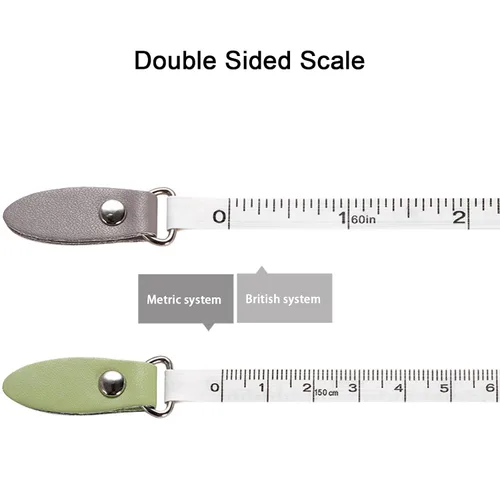 Vista 4 de Cinta métrica suave para el cuerpo, 59.1 in, 60 pulgadas, cinta métrica de doble escala, cinta métrica retráctil para medición corporal, costura