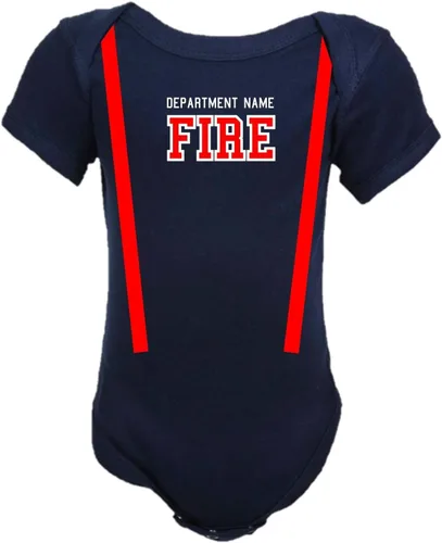 Vista 4 de Traje de bebé de 2 piezas negro personalizado bombero