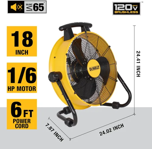 Vista 2 de Ventilador de piso DEWALT DXF1840, ventiladores industriales, ventilador de 46 cm de alta velocidad con 3 velocidades de circulación de aire