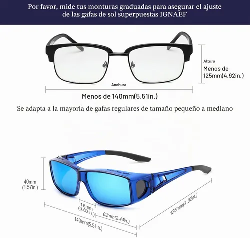 Vista 4 de IGnaef Fit Over Glasses Sunglasses for Men Women C01 Azul Azul Espejo
