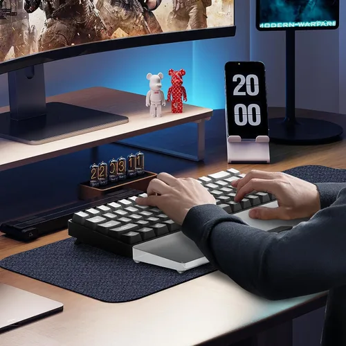 Vista 6 de Reposamuñecas de Acrílico para Teclado - Negro, Reposamuñecas Ergonómico de 68 Teclas para Teclado de Computadora Compacto-negro