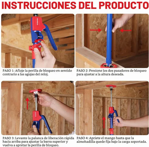 Vista 5 de WORKPRO - Gatos para gabinete, poste de soporte ajustable de 18-1/2" a 29-1/2", paquete de 2